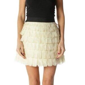 J. Crew Collection EUC 100% Champagne Silk Tiered Fringe Mini Skirt 6